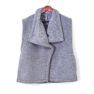 Gray Faux Shearling Vest w/ Asymmetrical Collar - EUC